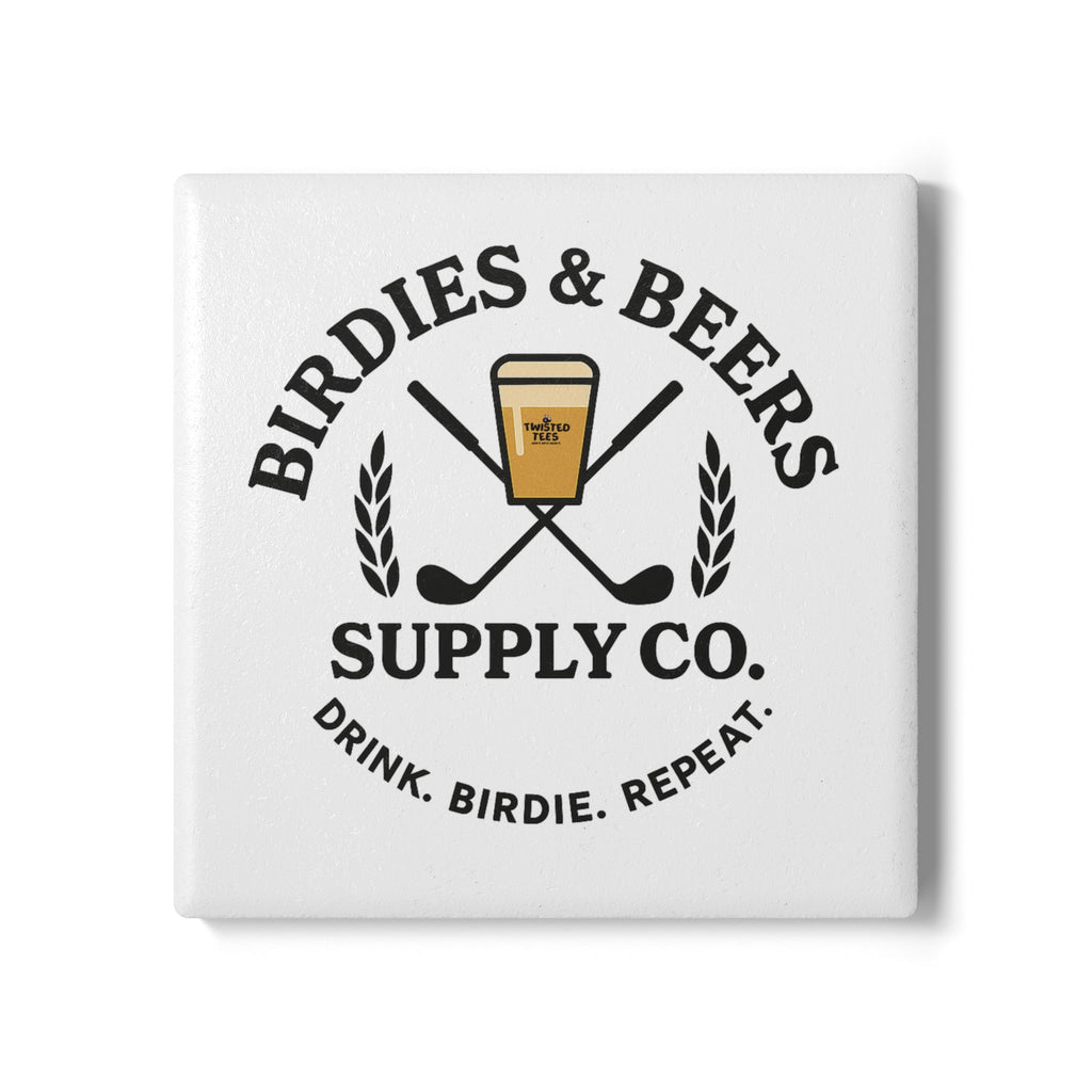 Birdies and Beers Ceramic Coaster