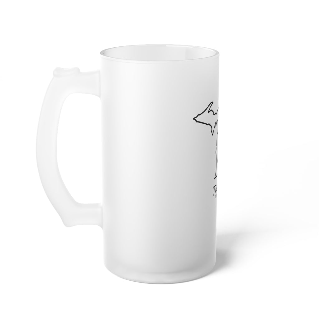 Michigan Black Silhouette Frosted Glass Beer Mug