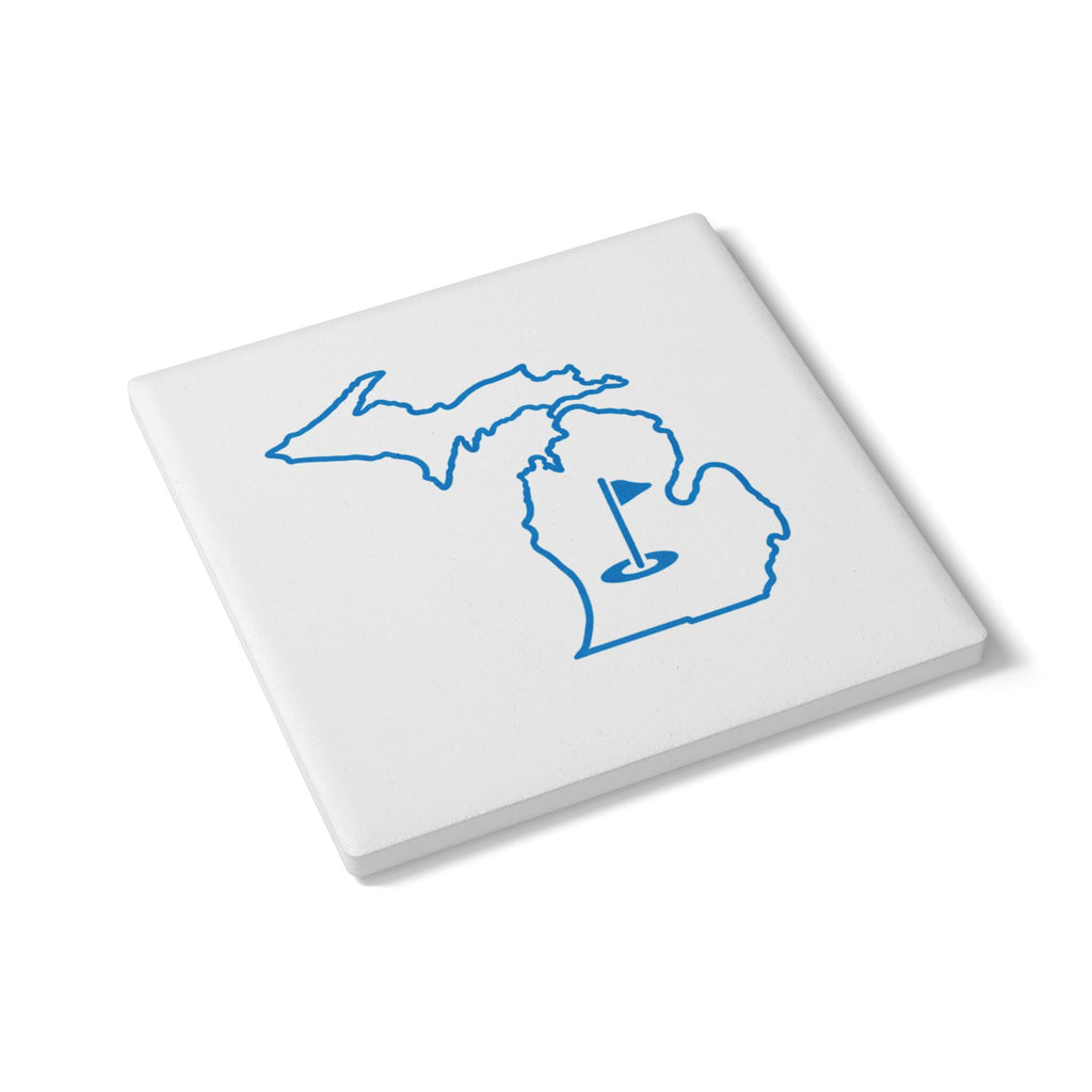Michigan Blue Silhouette Ceramic Coaster