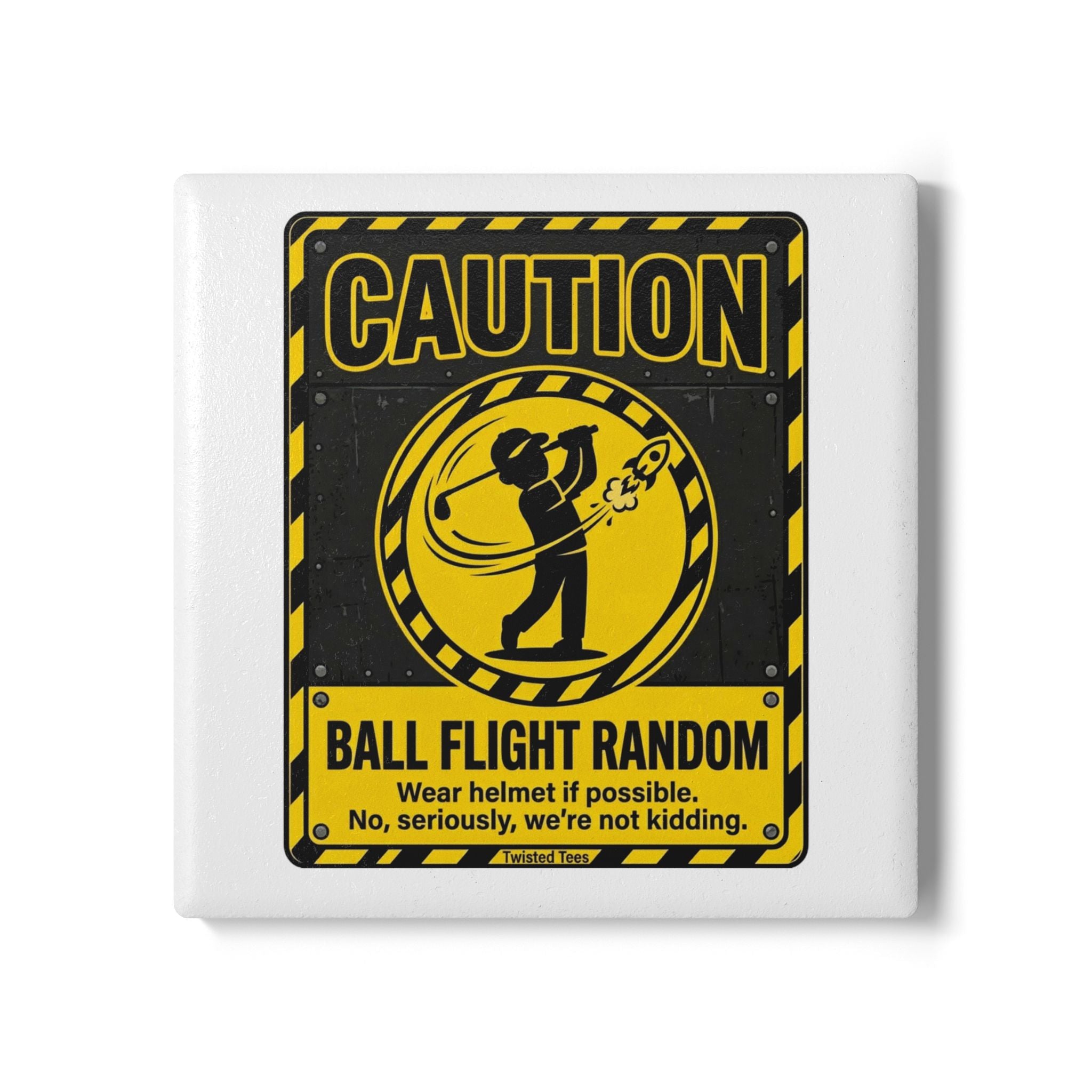 Caution Ball Flight Random Ceramic Coaster