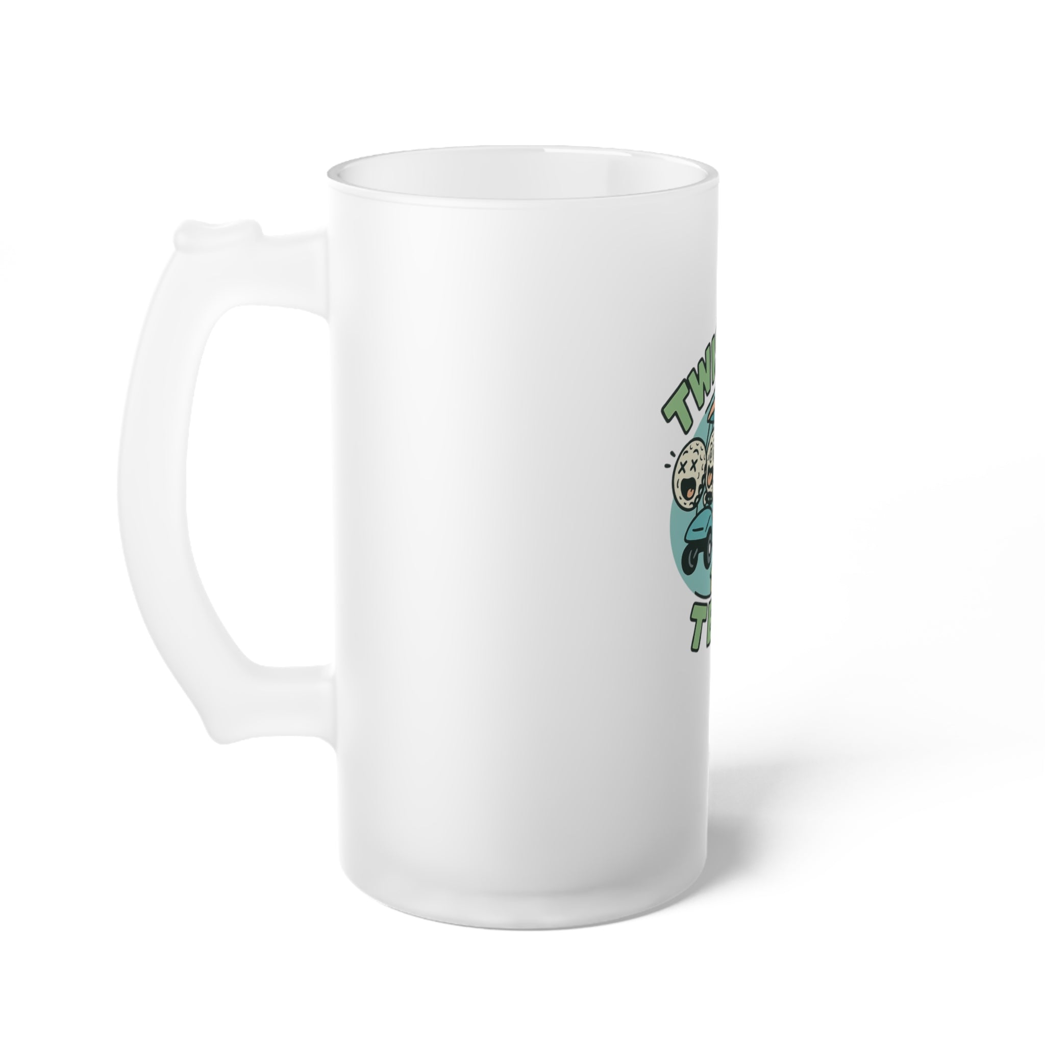 Twisted Tees Golf Cart Frosted Glass Beer Mug
