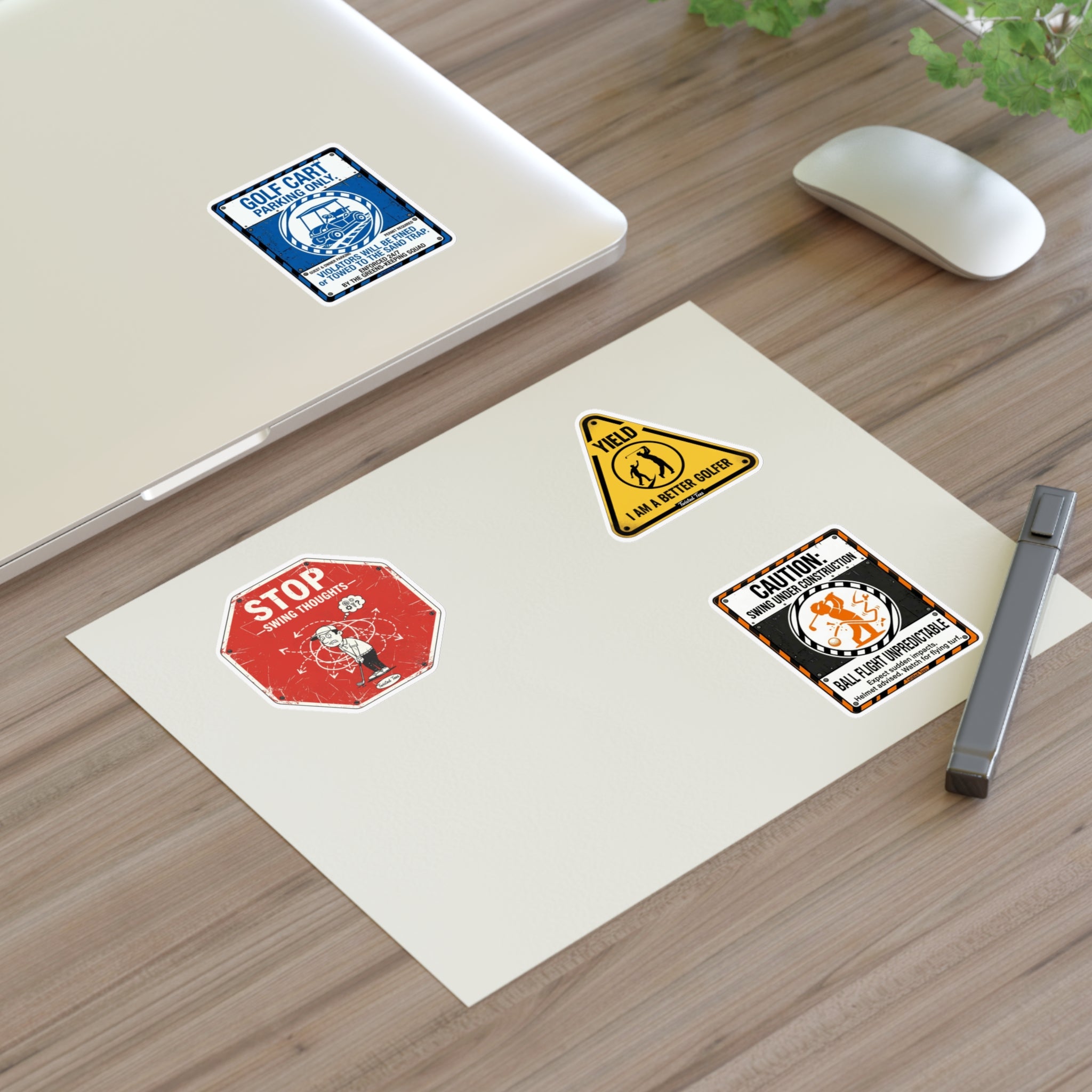 Golf Construction Die Cut Stickers