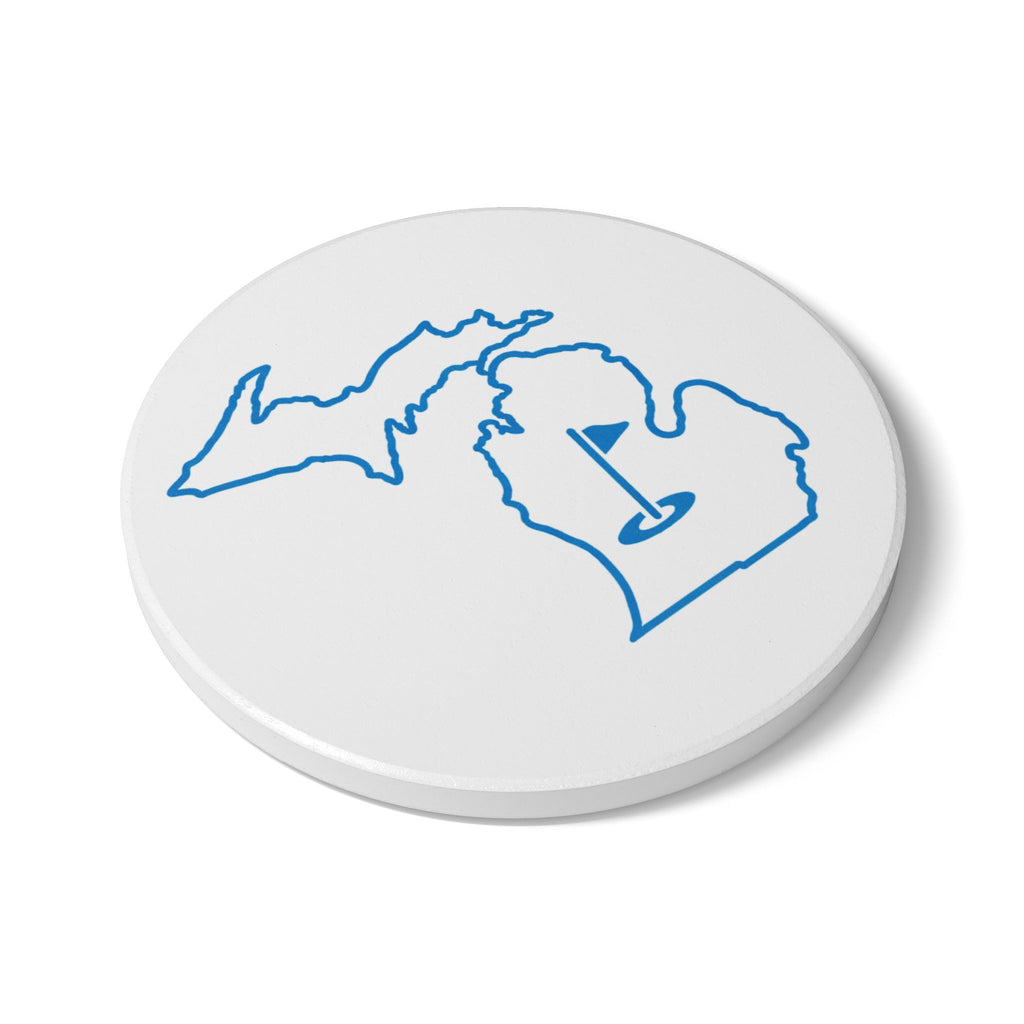 Michigan Blue Silhouette Ceramic Coaster