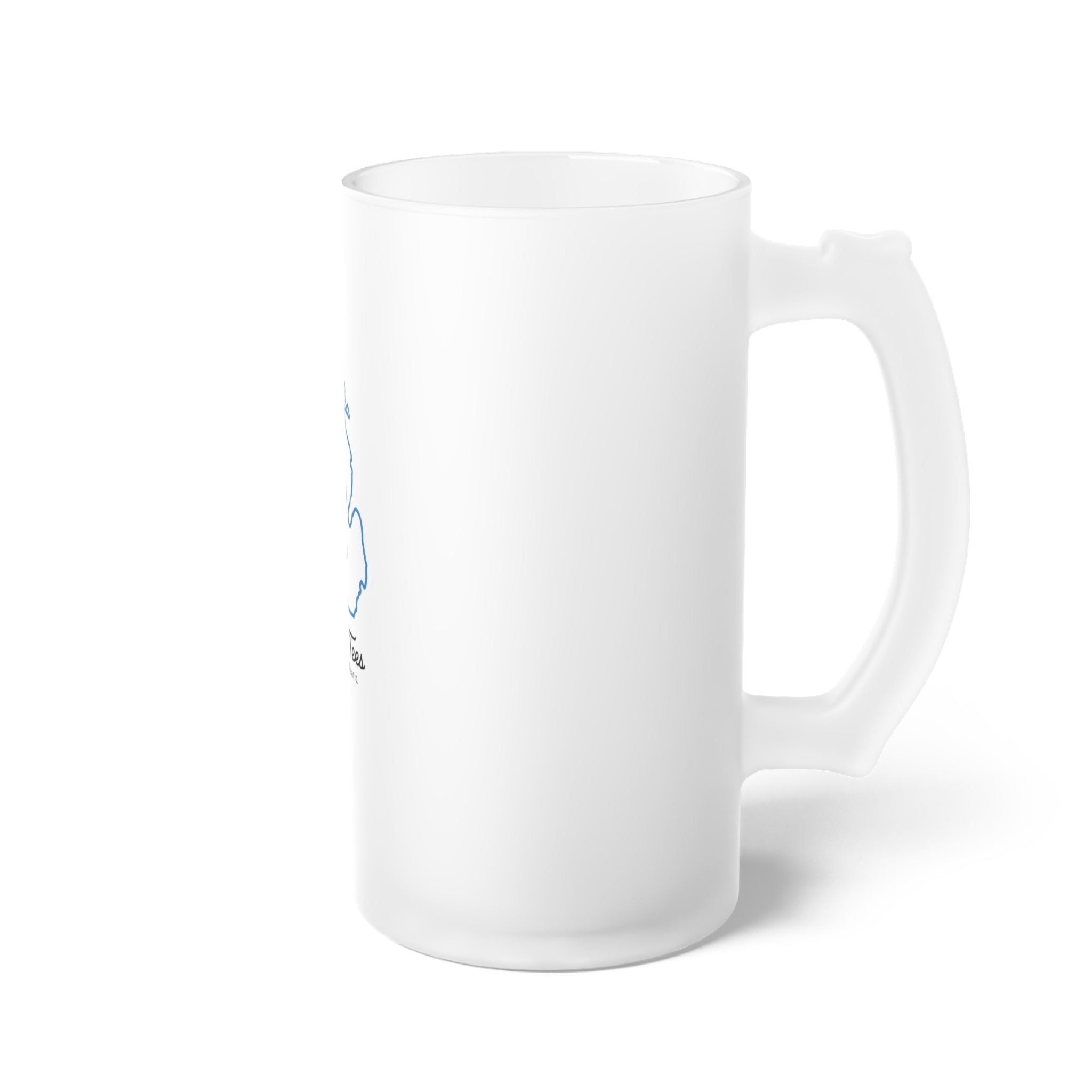 Michigan Blue Silhouette Frosted Glass Beer Mug