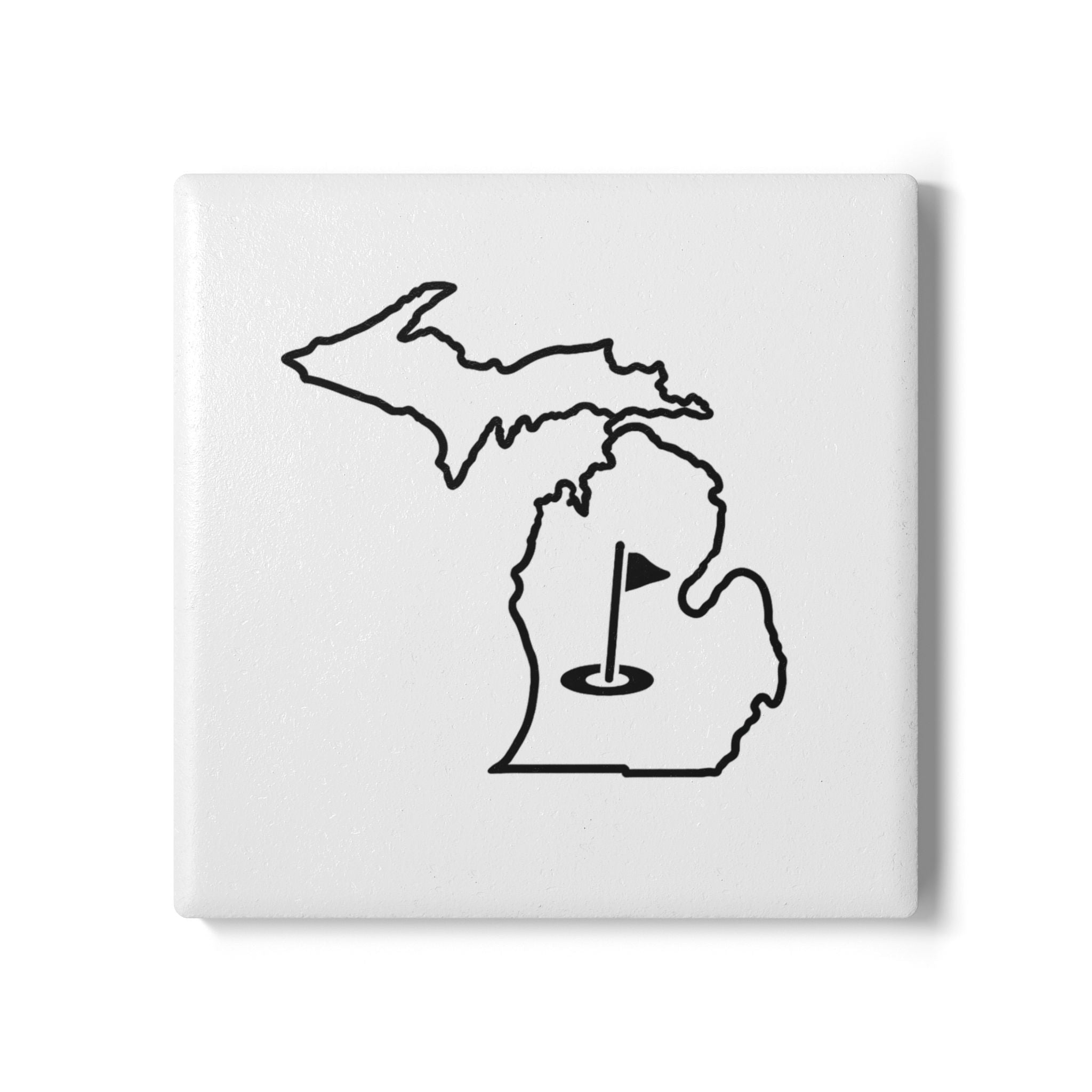 Michigan Black Silhouette Ceramic Coaster